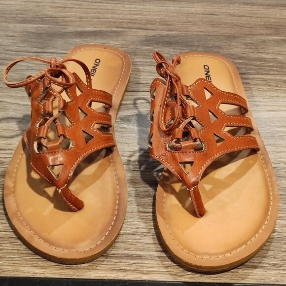 O'Neill flip-flop leather upper brown women's size 8-9 - Picture 3 of 11